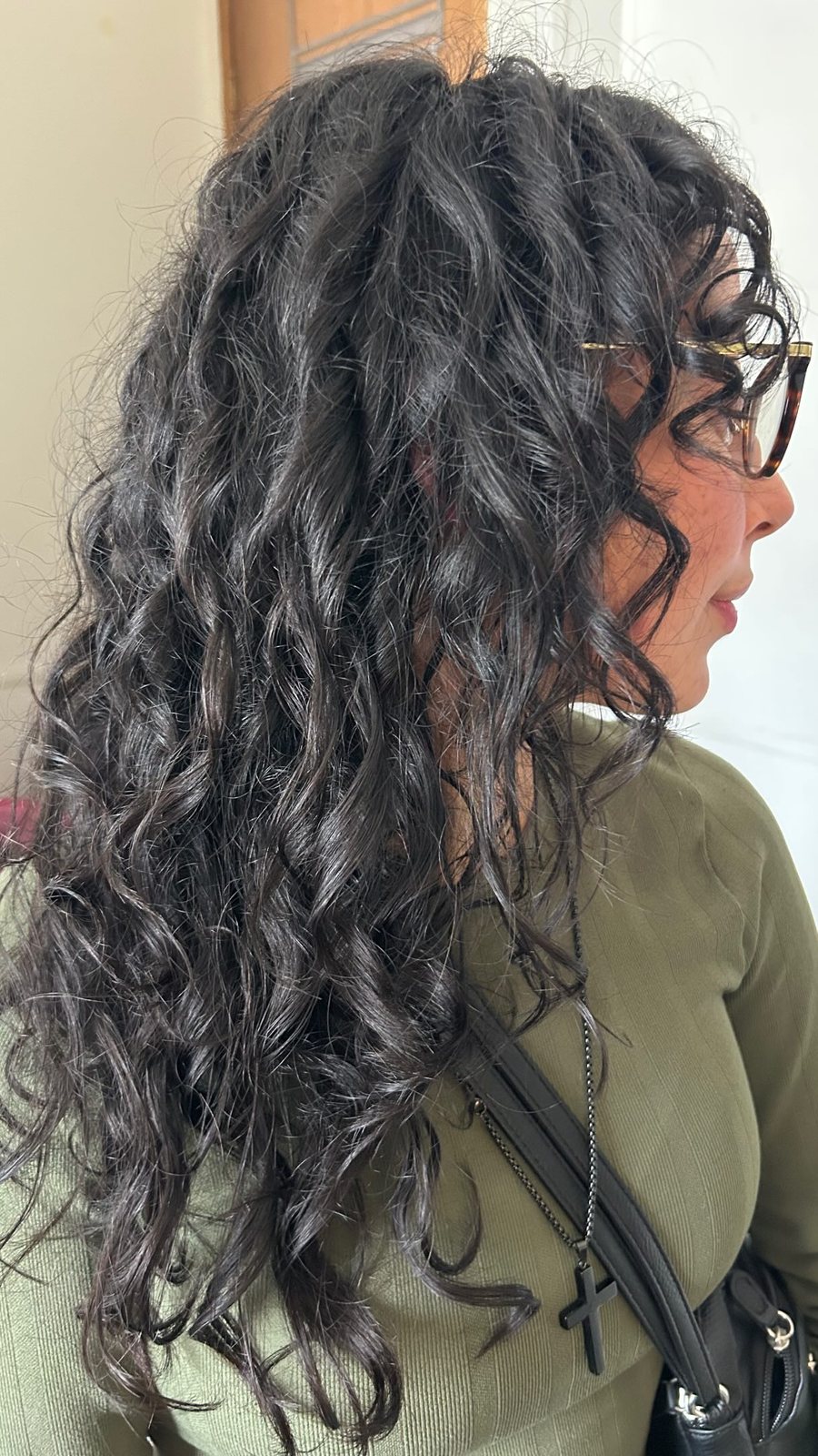 Long defined curls after a trim and curl cream