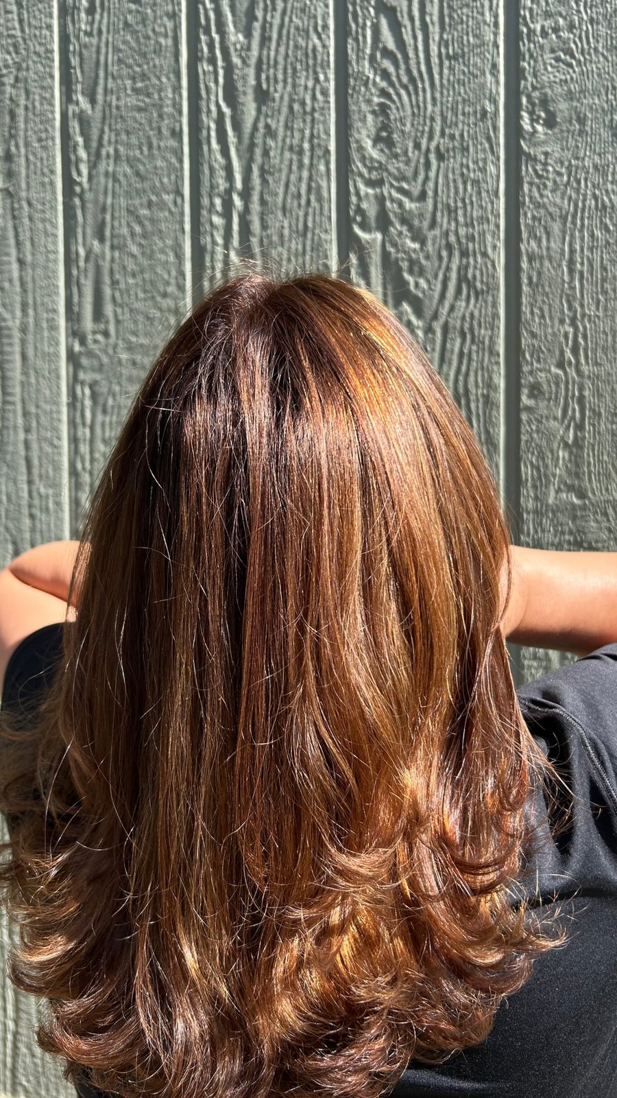 Warm copper-brown color refresh on a layered cut